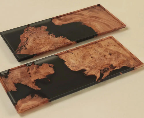 Cedar Burl & Black Resin Serving Tray