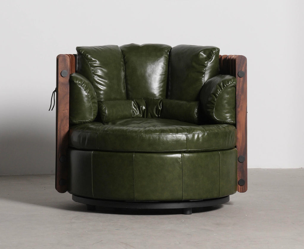 Lucas Walnut Leather Armchair