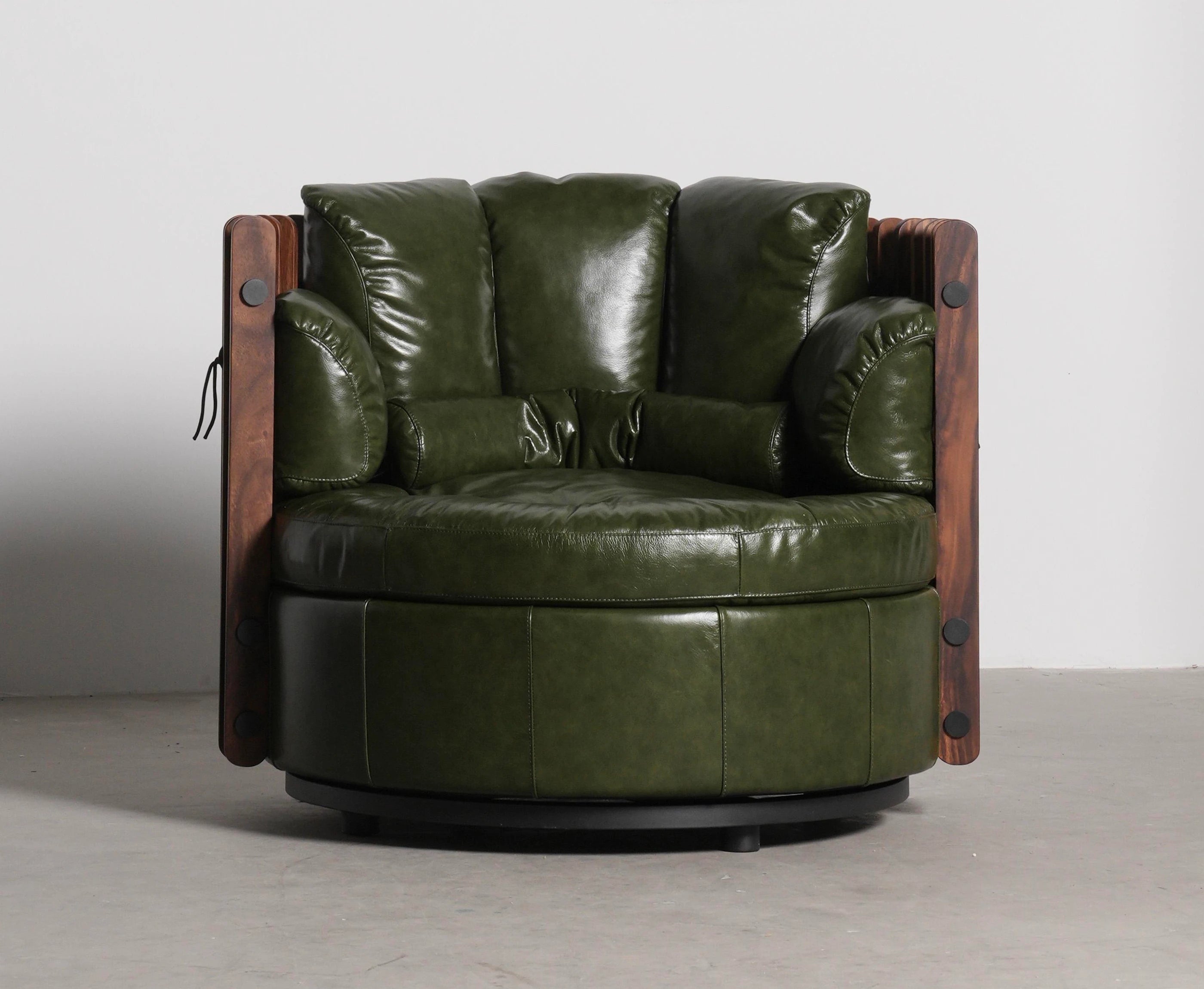 Lucas Walnut Leather Armchair