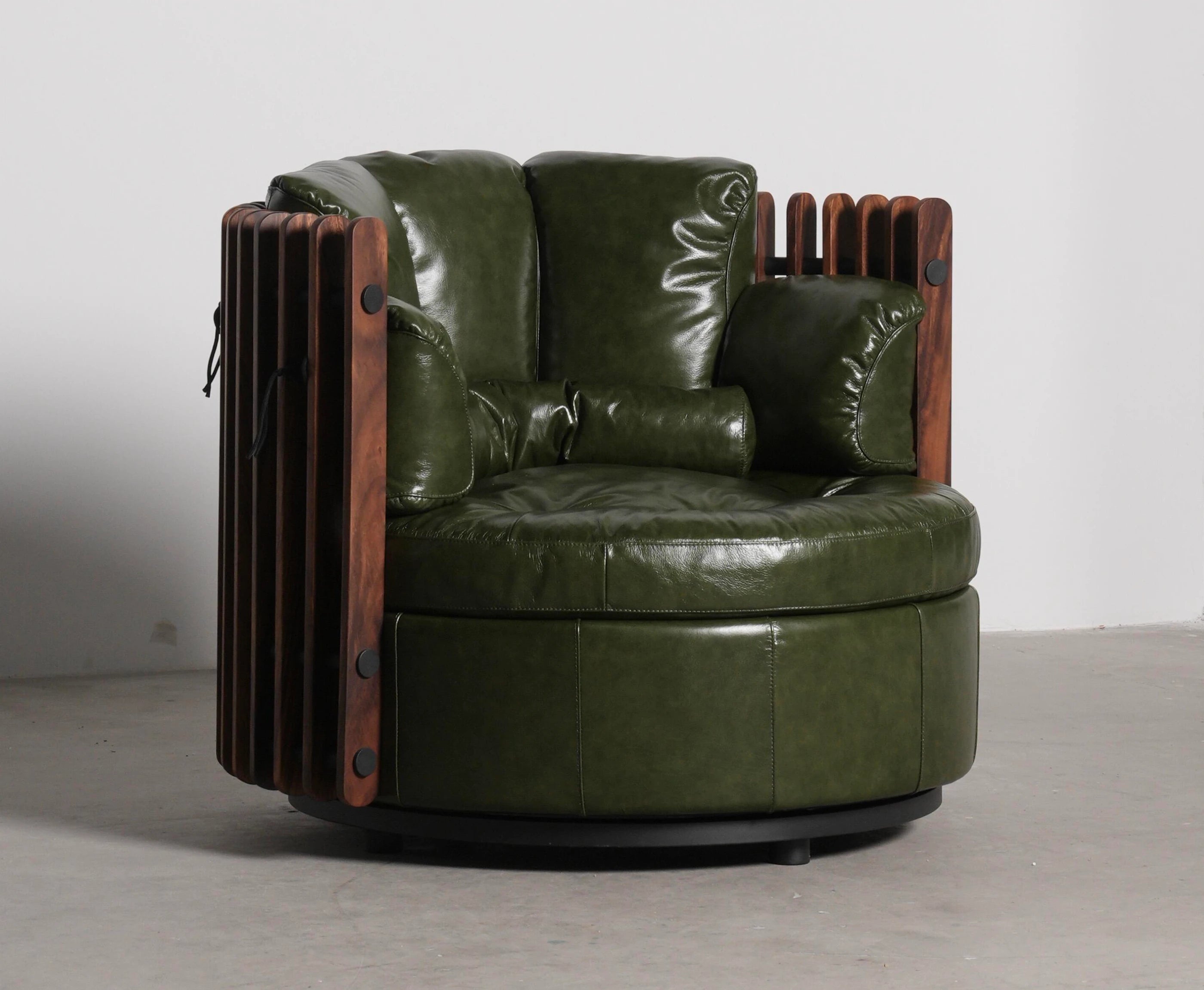 Lucas Walnut Leather Armchair