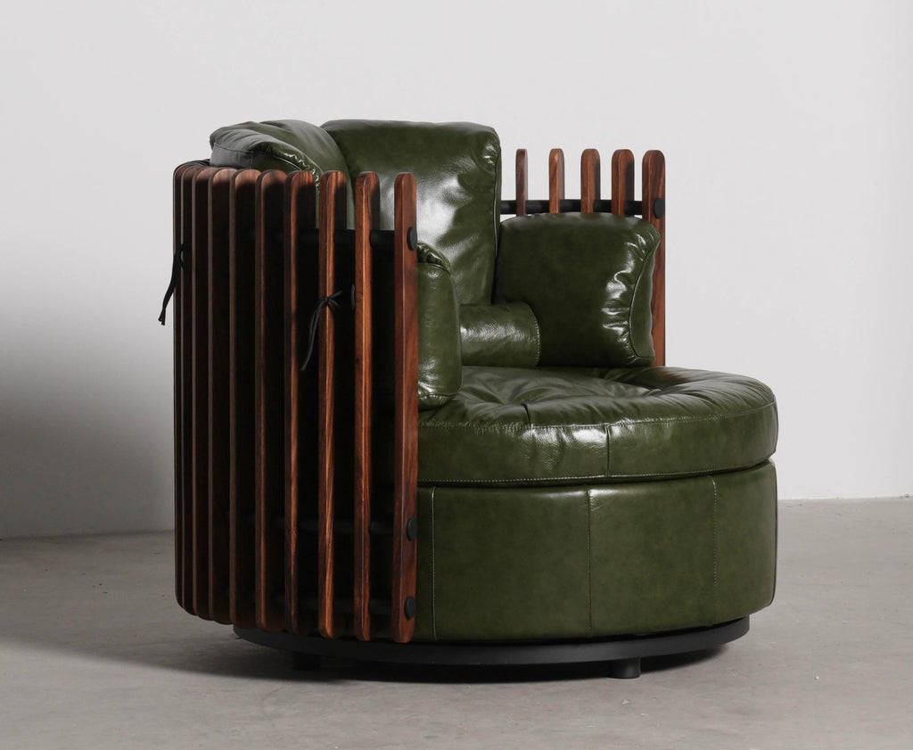 Lucas Walnut Leather Armchair