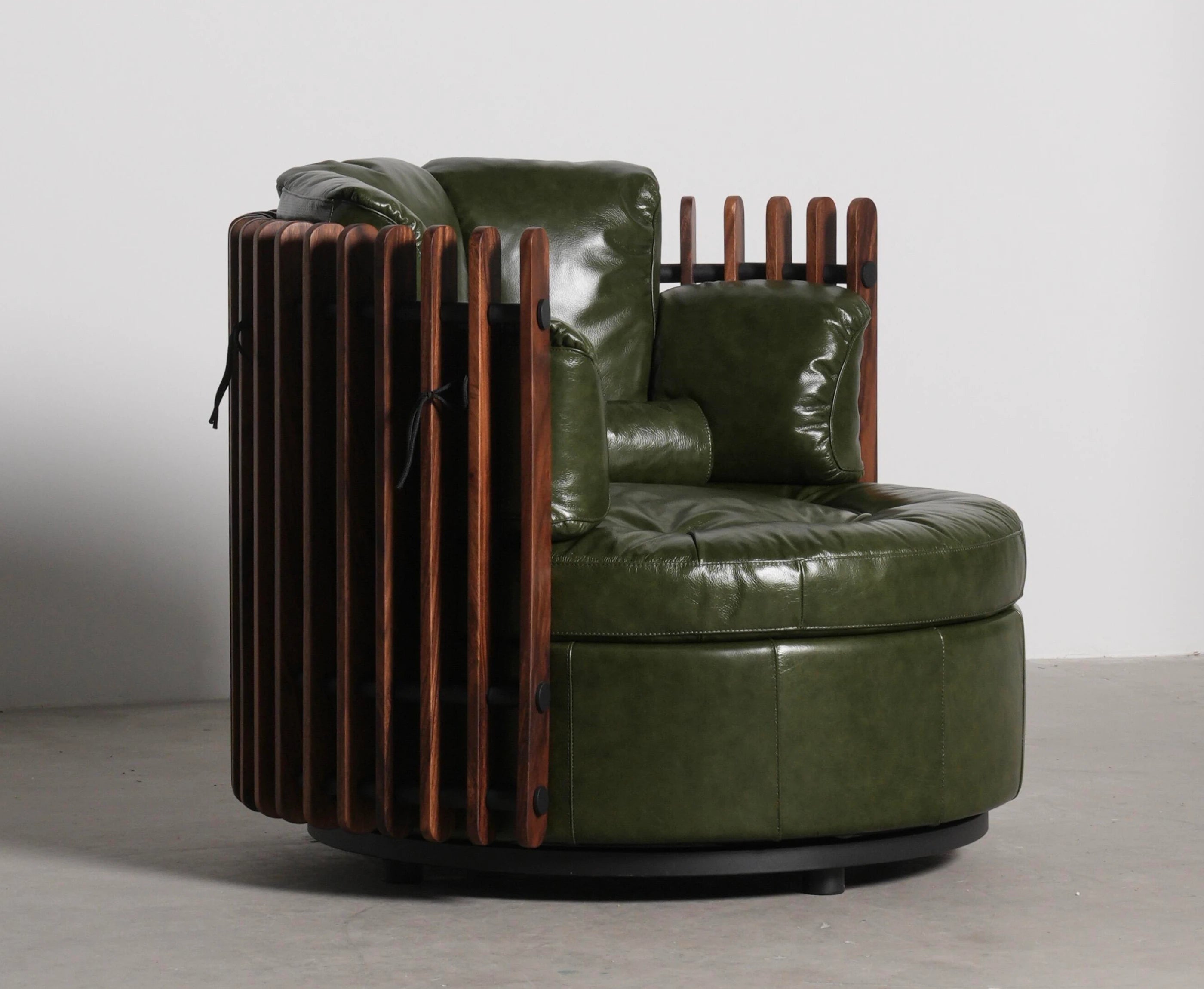 Lucas Walnut Leather Armchair