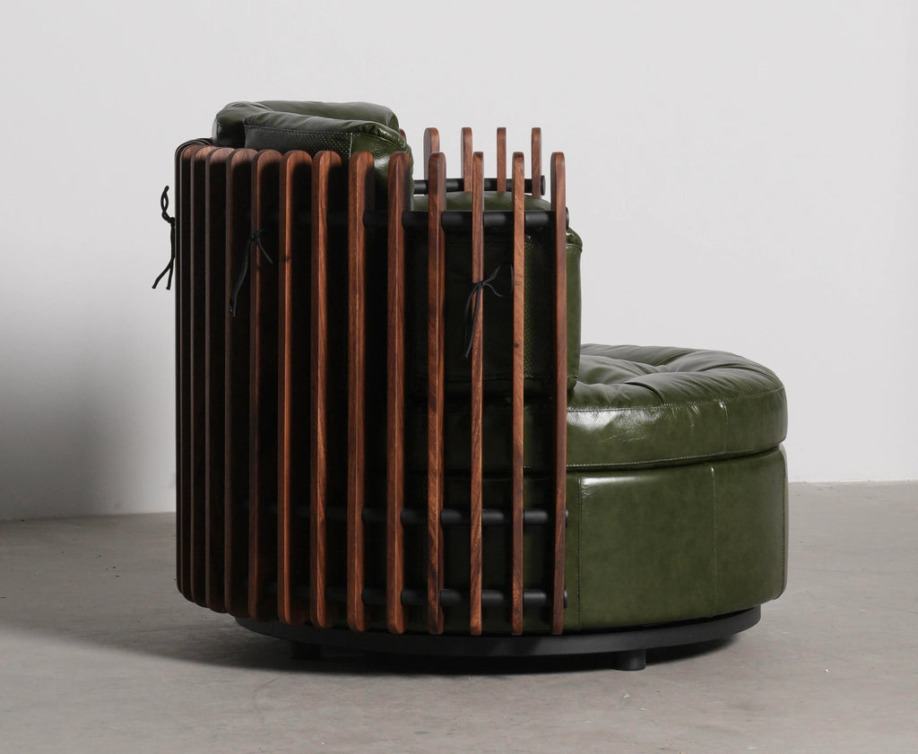 Lucas Walnut Leather Armchair