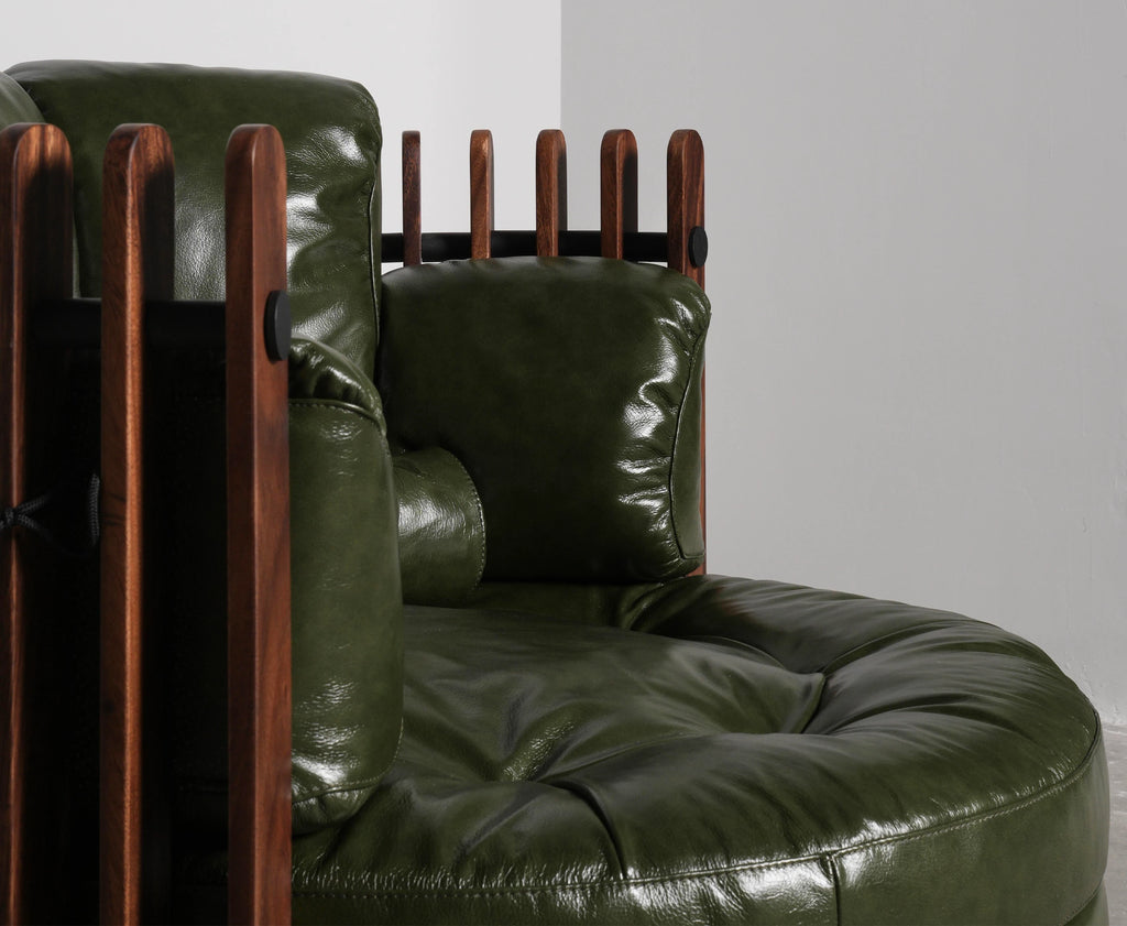 Lucas Walnut Leather Armchair