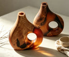 Sculptural Wood & Resin Vase